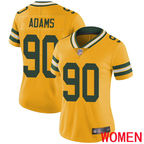 Green Bay Packers Limited Gold Women #90 Adams Montravius Jersey Nike NFL Rush Vapor Untouchable